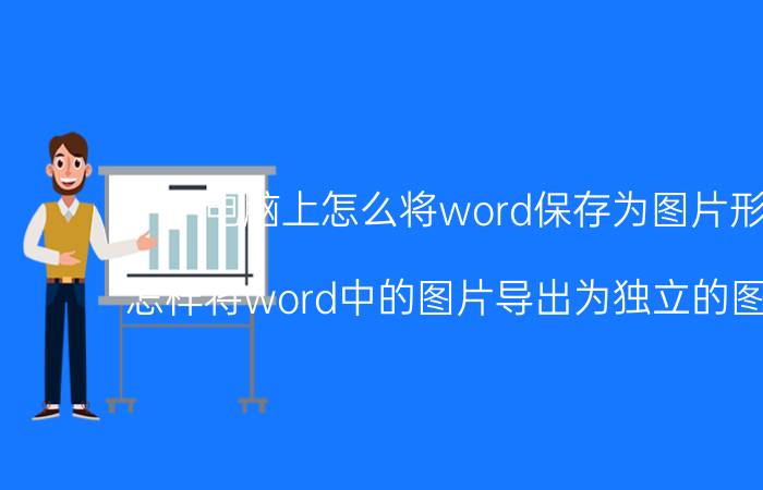 电脑上怎么将word保存为图片形式 怎样将word中的图片导出为独立的图片文件？